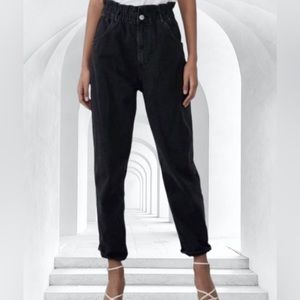 Zara paper bag jeans size 4 black